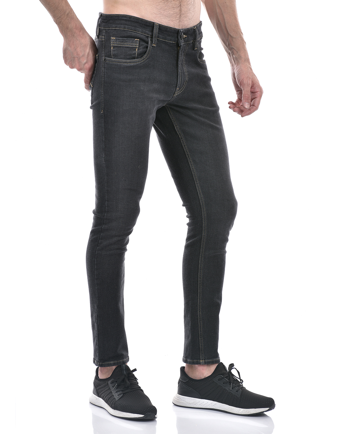 Numero Uno Men Solid Dark Grey Jeans